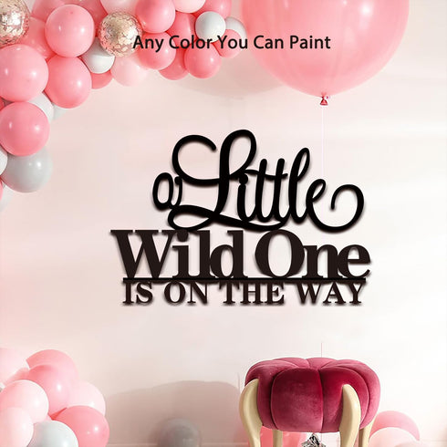 Qualiassu 1st Wooden A Little Wild One is on the Way Sign for Backdrop, Welcome Baby Sign, Baby Shower, Birthday Wall