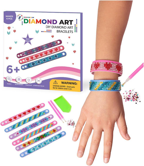 Diamond Art Bracelet Kit, Includes 6pcs for Girls, Kids Diamond Art Kits for DIY Bracelet Making