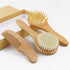 Set FRCOLOR Wooden Handle Hair Brush and Comb with Soft Wool Bristles for Newborn Scalp Care and Bathing Grooming Kit