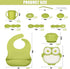 Silicone Baby Feeding Set 13 Piece, Baby Led Weaning Feeding Supplies, Strong Suction Bowl & Suction Plate, Adjustable Bibs, 4-in-1 Cup, Silicone Spoon, Food-grade Silicone (Green with white) by lokeisna