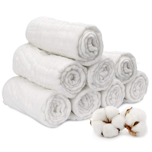 ECOVONA Muslin Burp Cloth for Baby Boys and Girls (8 Pack) | Cotton