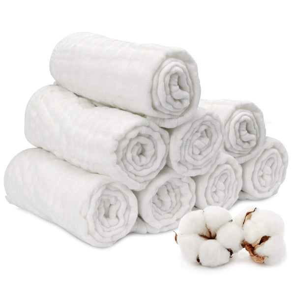 ECOVONA Muslin Burp Cloth for Baby Boys and Girls (8 Pack) | Cotton