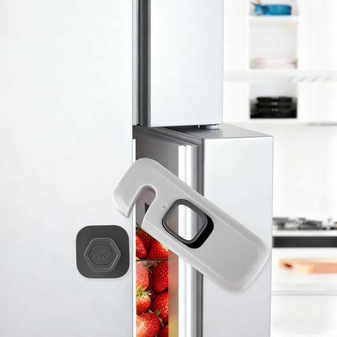 YOLCAR Safety Lock - Grey Fridge & Cabinet Lock for Kids, 3M Adhesive,
