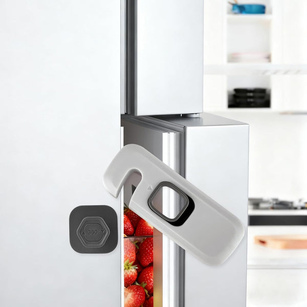 YOLCAR Safety Lock - Grey Fridge & Cabinet Lock for Kids, 3M Adhesive,