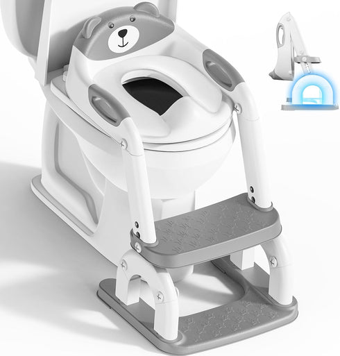 KYYOKE Potty Training Toilet, Adjustable Toddler Toilet Seat and Step for Kids, 2