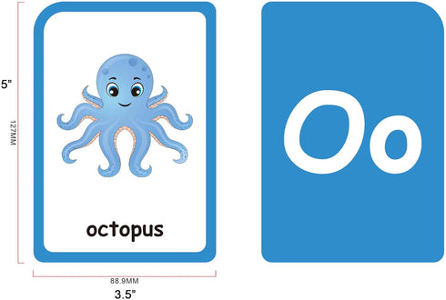 ZazzyKid Flash Cards for Toddlers - 54 Double Sides Flashcards for Alphabets, Numbers, Colors, Shapes