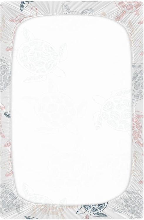 xigua Sea Turtles Fitted Crib Sheet for Girls and Boys, Soft Breathable for Standard Crib & Toddler Bed
