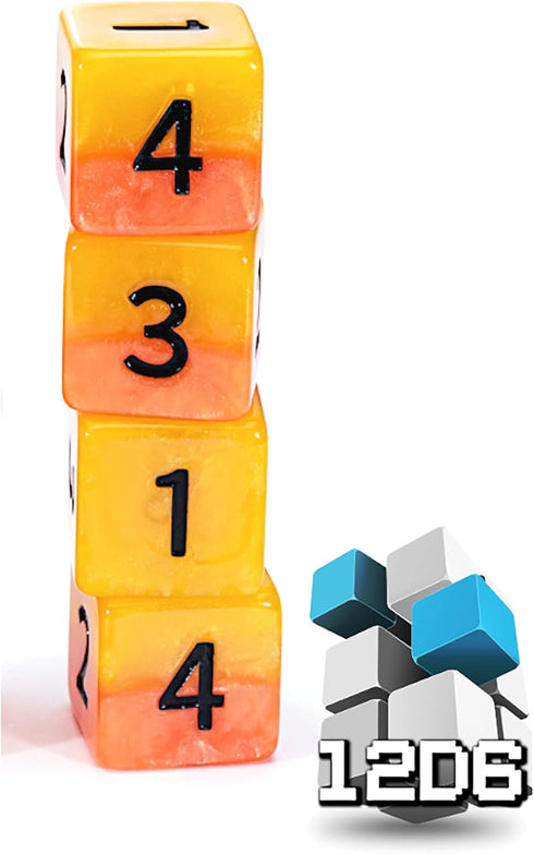 Gate Keeper Games and Dice: Halfsies Phoenix Dice - 12dc Fiery Orange & Yellow, Pearlescent Swirl