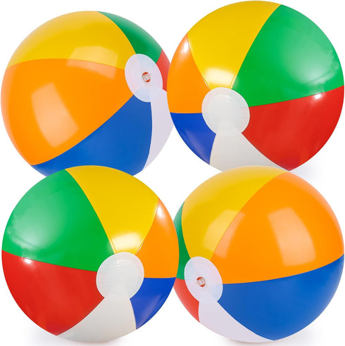 3 Otters 4PCS Beach Balls - 10inch Inflatable Pool Balls for Tropical Theme Party Favors