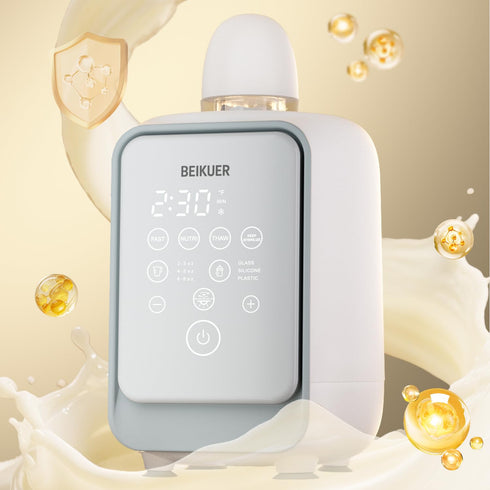 beikuer 12-in-1 2min 24H Baby Bottle Warmer for Breastmilk, Fast Swirlable Milk Warmers with Locks Nutrients, Smart