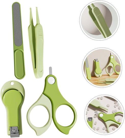 LIOOBO Trimmer Set Nail Clipper and for Newborns, Grooming Kit with Green Portable Case, Safe Finger Nail Clippers