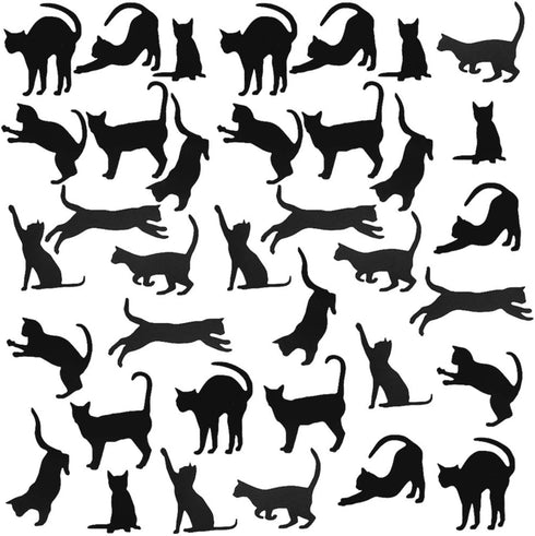 Grenerics 36PCS Black Cat Wall Stickers, Cat Vinyl Decals for Kids Bedroom Wall Art by Baryuefull