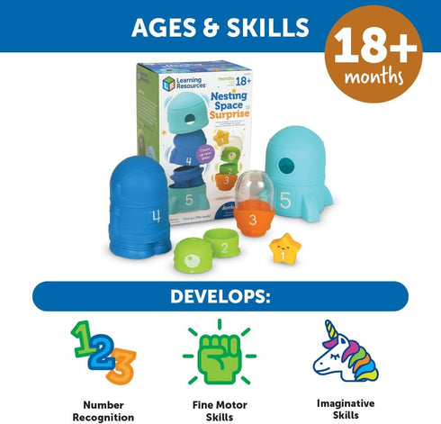 Learning Resources Nesting Space Surprise, Montessori Preschool Toys for Ages 18 Months+, Fine Motor Skills