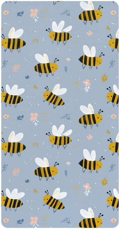 miaozhen Cotton Baby Crib Sheets for Boys Girls Soft Stretchy Funny Shores Bees