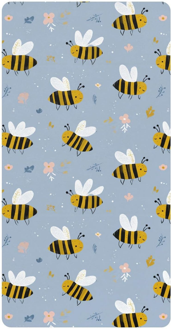 miaozhen Cotton Baby Crib Sheets for Boys Girls Soft Stretchy Funny Shores Bees