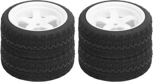 4Pcs 65mm RC Non-Slip Rubber Tires, Series Hub with Sponge Lining for WPL D12 1/10 Wheel Upgrade Accessories