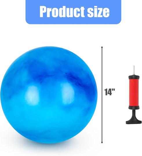 FUTUREPLUSX Large Bouncing Balls, 14inch Marbleized Bouncy Balls 2PCS with Hand Air Pump for Beach Game Fun.
