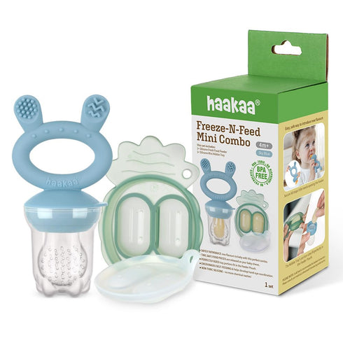 Haakaa Freeze-N-Feed Mini Combo – Baby Feeder – Silicone Nibble Tray – Breastmilk Popsicle Mold - Ideal for