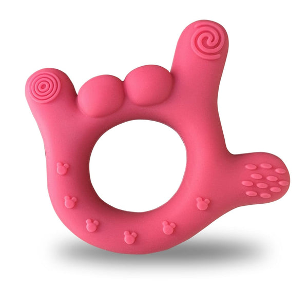 "I Love You" Silicone Hand Teether, Soft Teething Toys for Babies 3-12 Months, BPA Free, Massaging Relief