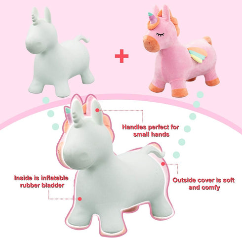 18 2 3 4 5 6 Bouncy Horse Unicorn Toys, Inflatable Bouncing Animal Hopping Toys, Outdoor Indoor Ride on Bouncer, Boys