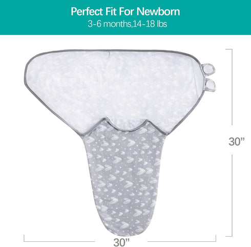 Biloban Baby Swaddle for Boys Girls, 3-6 Months, Cotton Swaddle Blanket, Lovely Grey Print, 2 Pack