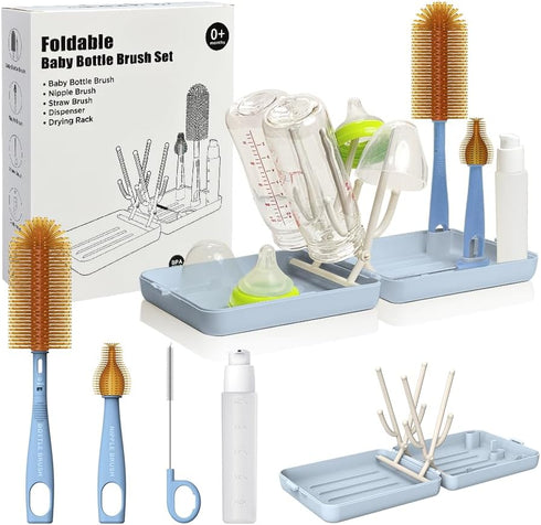 YOTIME Travel Bottle Brush, Travel Bottle Cleaner Kit with Foldable Bottle Drying