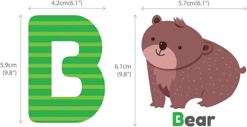 DECOWALL DS-8014 Colourful Animal Alphabet ABC Kids Wall Stickers - Peel and Stick Removable Decals for Nursery