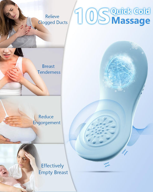3 5 2-in-1 Lactation Massager for Breast Fever, Cooling + Vibration Modes, BPA-Free Cold Compress Breast Massager