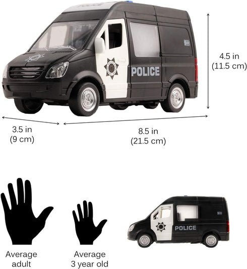 Police Truck Rescue Car 1:16 Scale Friction Power Vehicle with Lights and Sounds for Kids Pretend Play