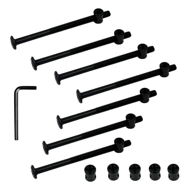 M6x90mm 15pcs Bunk Bed Bolts, Hex Drive Socket Cap Furniture Screws Assortment Kit for Cots, Beds, Crib Hardware (Black)