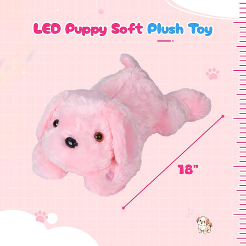 18'' WEWILL Light up Pink Puppy Dog LED Stuffed Animal with Colorful Night Light Glow Soft Plush Toy Gifts for Kids on