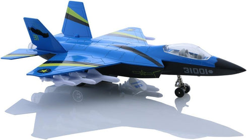 Pull Back Stealth Bombers & Fighter Planes Toy - Alloy Aircraft (Black & Blue)