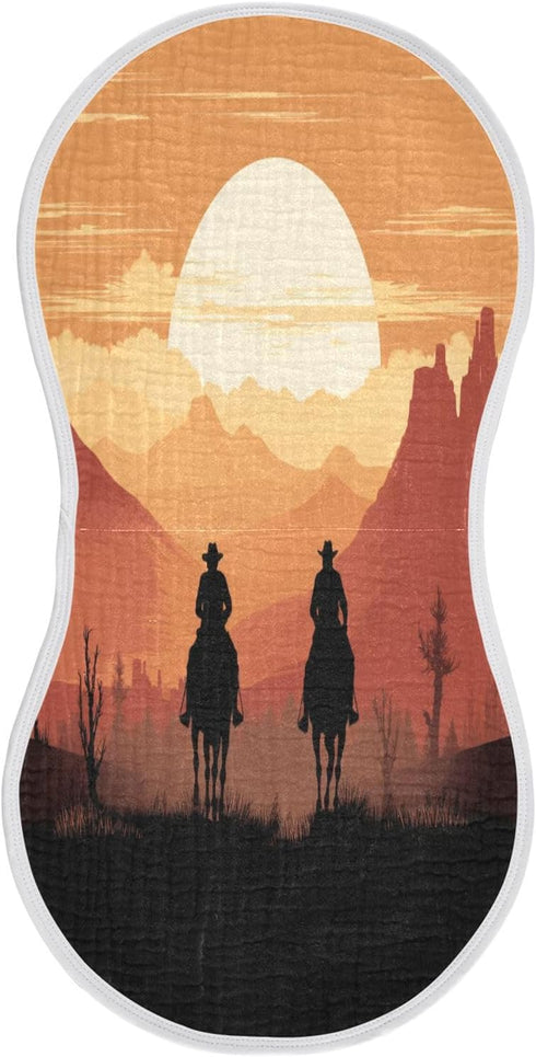 Bulletgxll Western Cowboy Unisex Baby Burp Cloths Set of 4, Soft Absorbent Organic