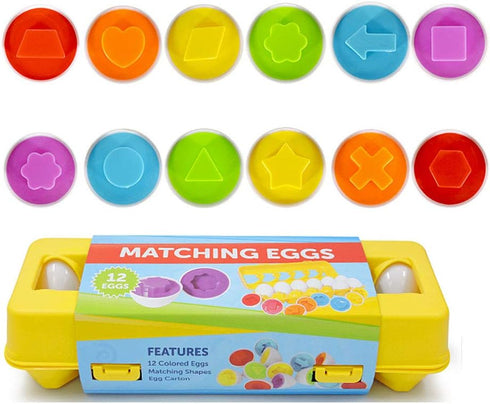 Easter Matching Eggs Connect Eggs Carton Toys for 1-3 Years Old Kids, Shape Color Egg Play Learn