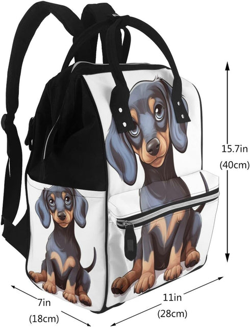 DWVTSLH Backpack Mummy Backpack Cute Dachshund Diaper Bag Multifunction Nappy Bags Waterproof Large Capacity Travel
