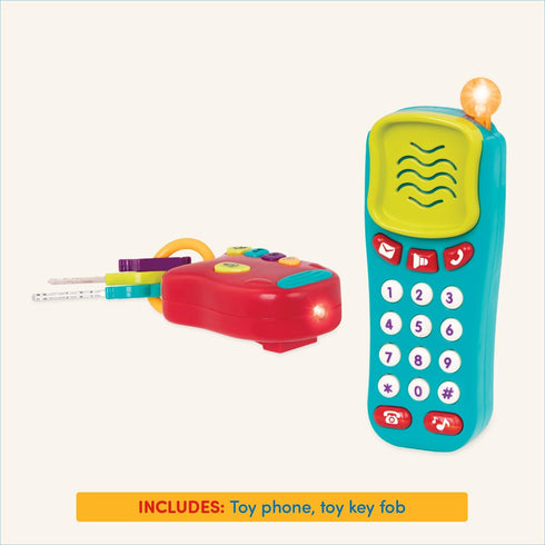 Battat Sensory Toys - Toddler Light-Up Phone & Keychain, Light & Sound Phone + Keys, 10 Months +