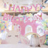CC HOME Unicorn Happy Birthday Banner/Unicorn Party Supplies for Kids Birthday Party Decoration, Pink