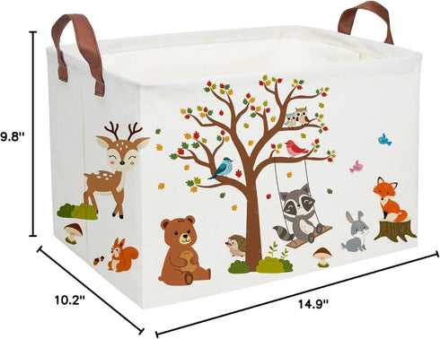 Essme Rectangular Kids Baskets, Animal Storage Bins with Handles for Kids Room Decor, Book Storage Bin