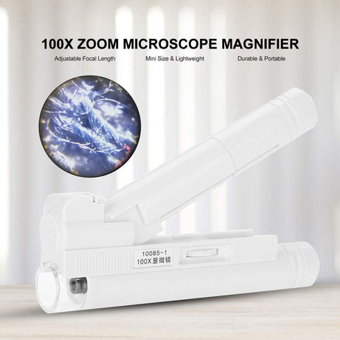 Handheld 100X Magnifier with Light for Kids, Mini Pocket Microscope for Children Aged 3-12 Years Old Student Gifts