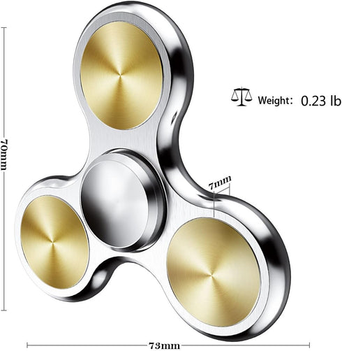 ATESSON Fidget Spinner Toy - Ultra Durable Stainless Steel Bearing for Stress Relief, Silver