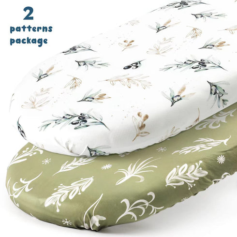 Set 2 Pack, Stretchy Ultra Soft Fitted Bassinet Sheets Cradle Sheet Universal Fit for Rectangle, Oval or Hourglass