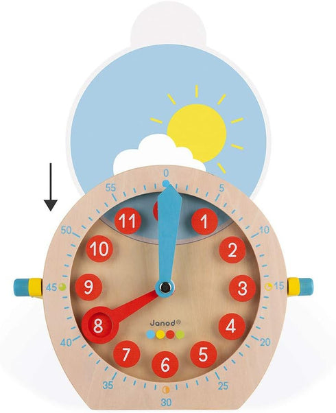 Janod Learn to Tell Time - Wooden Educational Teaching Clock for Ages 5+, J05076
