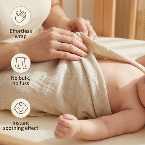 MOZAH 3 Pack Organic Muslin Swaddle Blankets - Pink, Olive and Pink Leaves - - for Baby Boy or Girl - Ideal