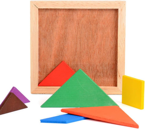 3 Otters Wooden Tangrams Puzzles, 4 Pack Educational Shapes Puzzle Toys for Kids and Adults, STEM Montessori Wood Toy