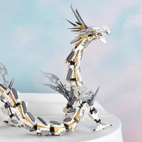 HONLANCH Dragon Series White Building Blocks Set (1485 Pieces) - Mechanical Hurricane Toys Gifts for Kids and Adults
