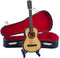 Wooden Miniature Guitar with Stand and Case, Collectible Figurines Dollhouse Accessories Model Home Decoration