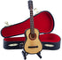 Wooden Miniature Guitar with Stand and Case, Collectible Figurines Dollhouse Accessories Model Home Decoration