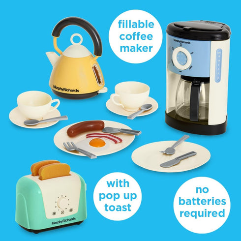 Casdon Morphy Richards Complete Kitchen Set, Toy Appliance Playset for Kids with Toaster, Coffee Maker, Kettle, Play