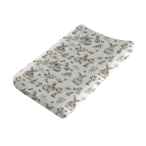 Watercolor Bunny Boho Flowers Leaves Changing Pad Covers, 32''x16'' Fitted Diaper Sheets for Baby Boy Girl