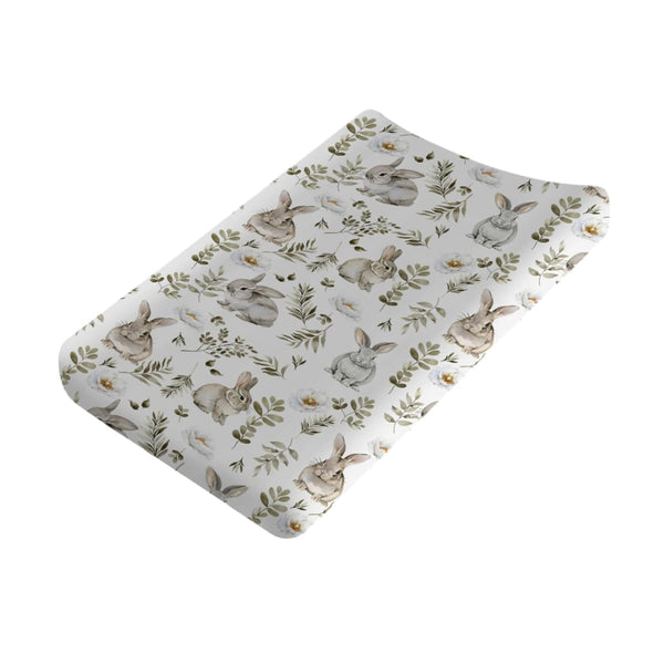 Watercolor Bunny Boho Flowers Leaves Changing Pad Covers, 32''x16'' Fitted Diaper Sheets for Baby Boy Girl